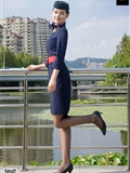 SIW Siwen Media 051 China Eastern Airlines uniform, cap, scarf, skirt, four pieces set - Siqi(14)